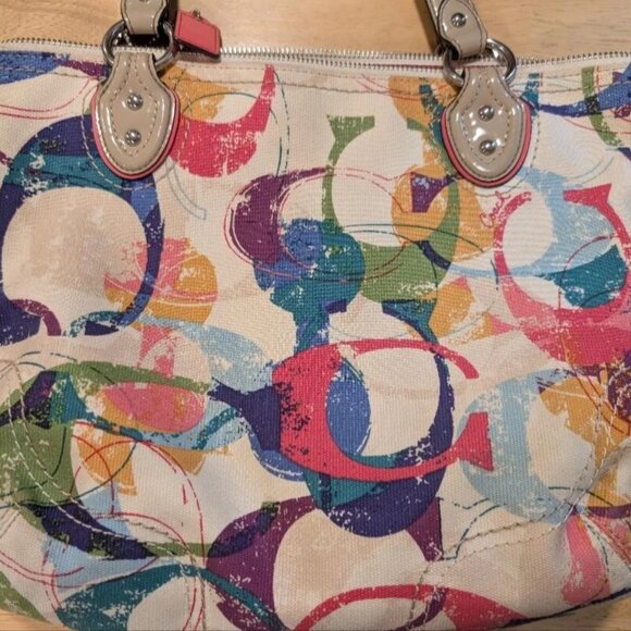 COACH *SALE* SIGNATURE POPPY EXCLUSIVE MULTICOLOR TOTE HANDBAG A1405-31142E - Picture 2 of 11